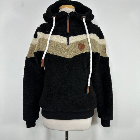 Wanakome Jackets & Blazers - Wanakome Black Hooded Sherpa 3/4 Zip Jacket Women's Size XS